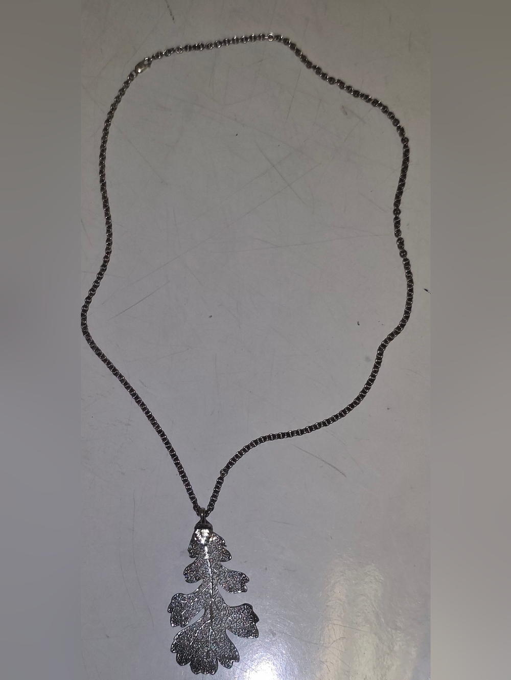 Leaf PENDANT with Chain Lacey OAK Dipped in Silver Leaf Necklace